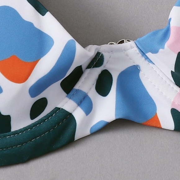 NWOT vibrant print underwire bikini top + high waisted cheeky bottoms set - Picture 3 of 13